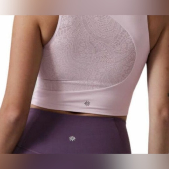 Athleta size Small Conscious Lace Crop Top A-C Shasta Purple Built In Bra- SM - Picture 2 of 6
